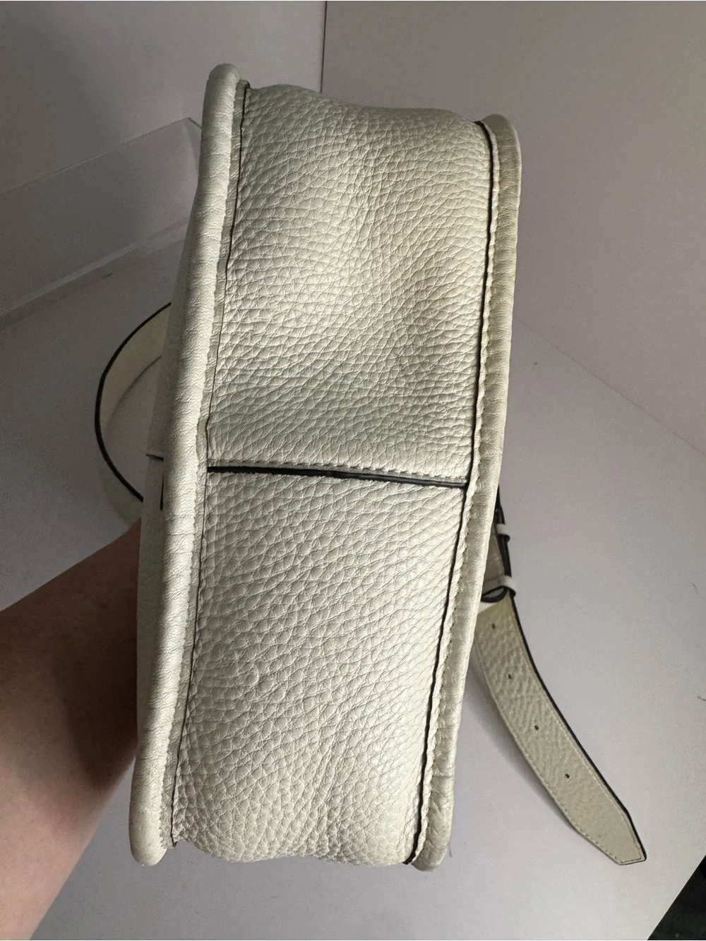 #381 Rebecca Minkoff Unlined Pebbled Leather Studded Feed Shoulder Crossbody Bag